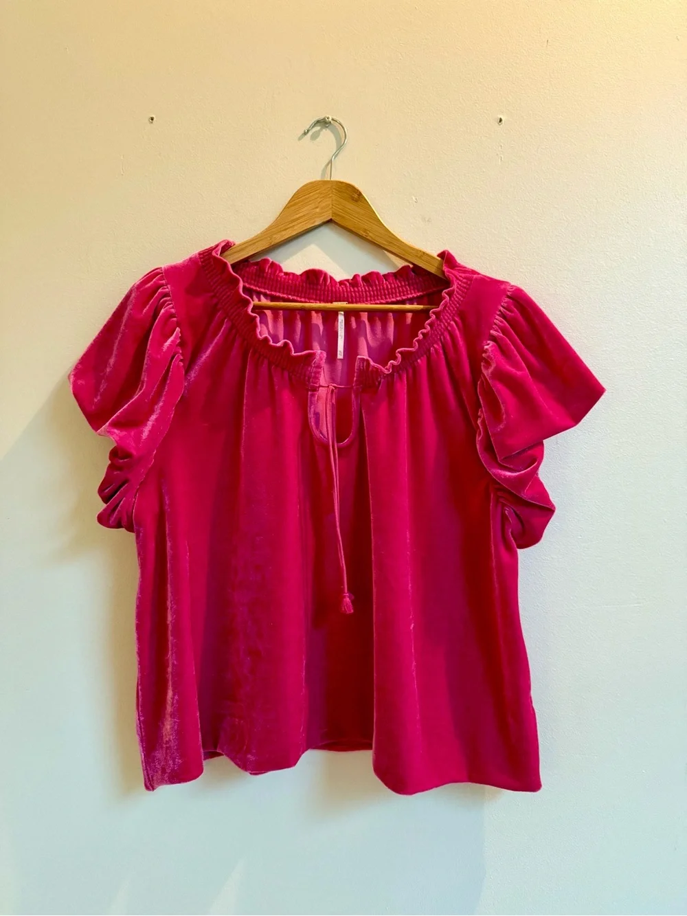 Free People Terese Ruffled Velvet Top, XL
